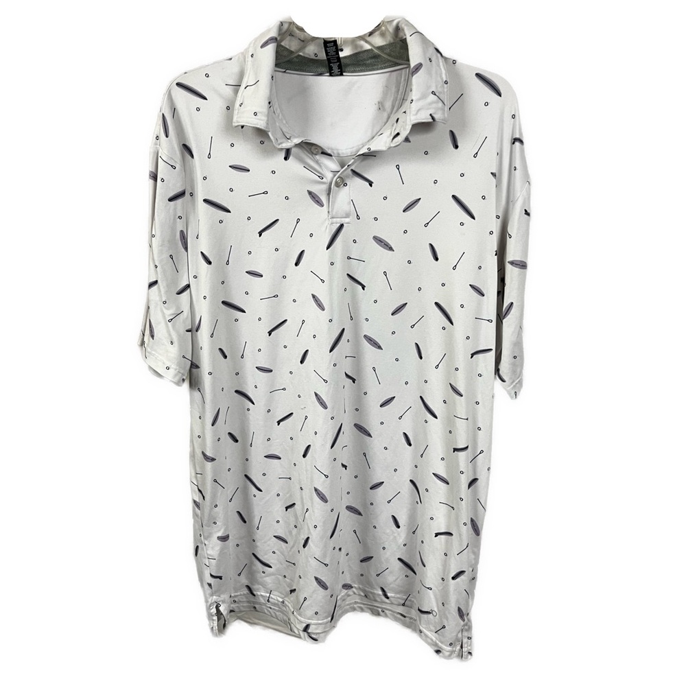 Anderson Ord Men's Performance Wear Paddle Board Print Short Sleeve Golf Polo- L
